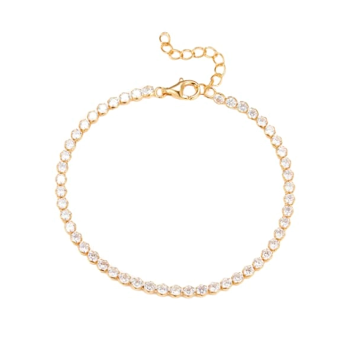 Aqua Dulce Tennis Vintage Round armbånd i forgyldt 925 sterlingsølv med runde zirkonia