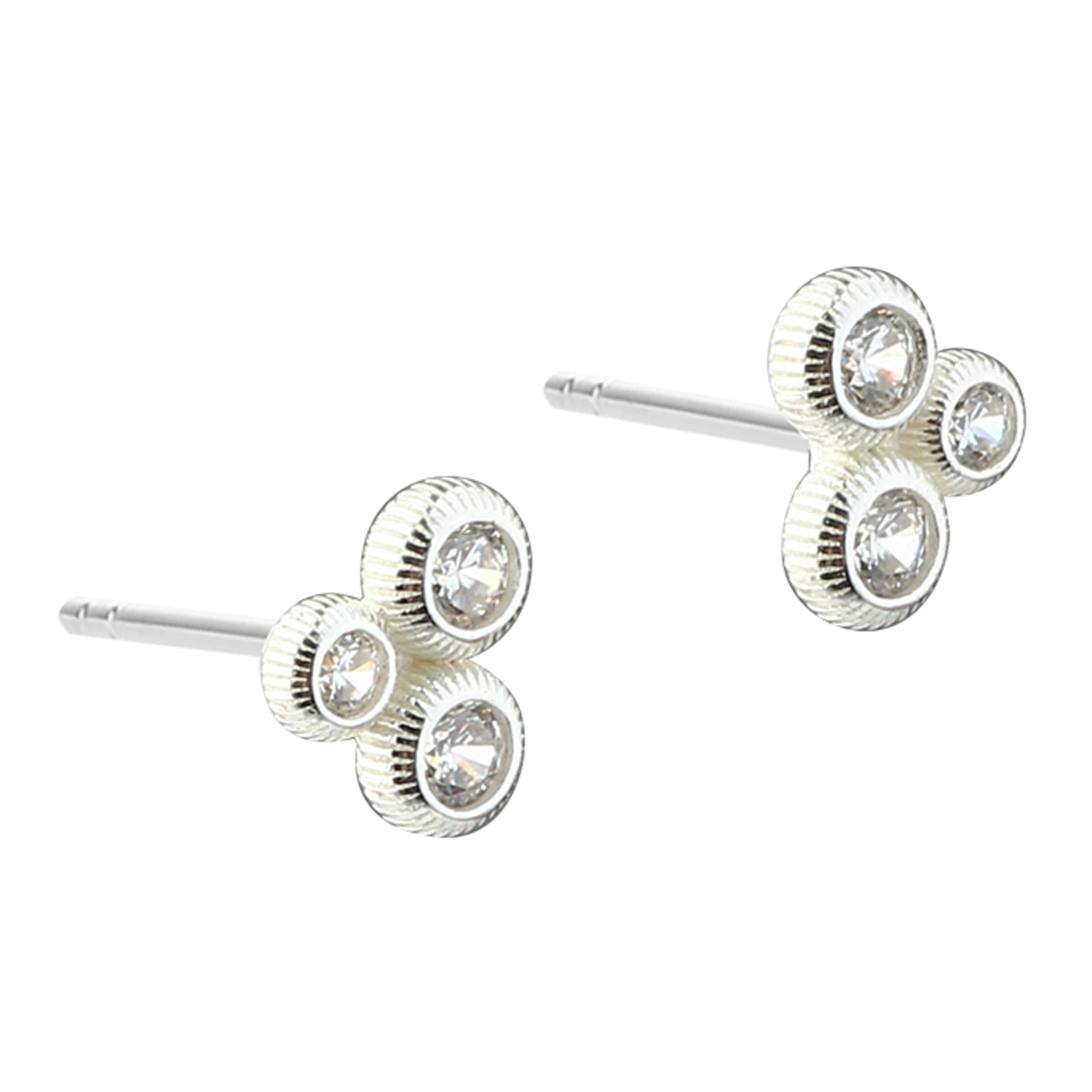 Aqua Dulce Whisper Dot ørestikker i 925 sterling sølv med klare zirkonia