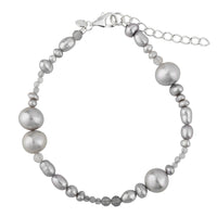 Aqua Dulce Whisper Pearl armbånd i sterling sølv med grå ferskvandsperler, grå kvarts og klare zirkonia