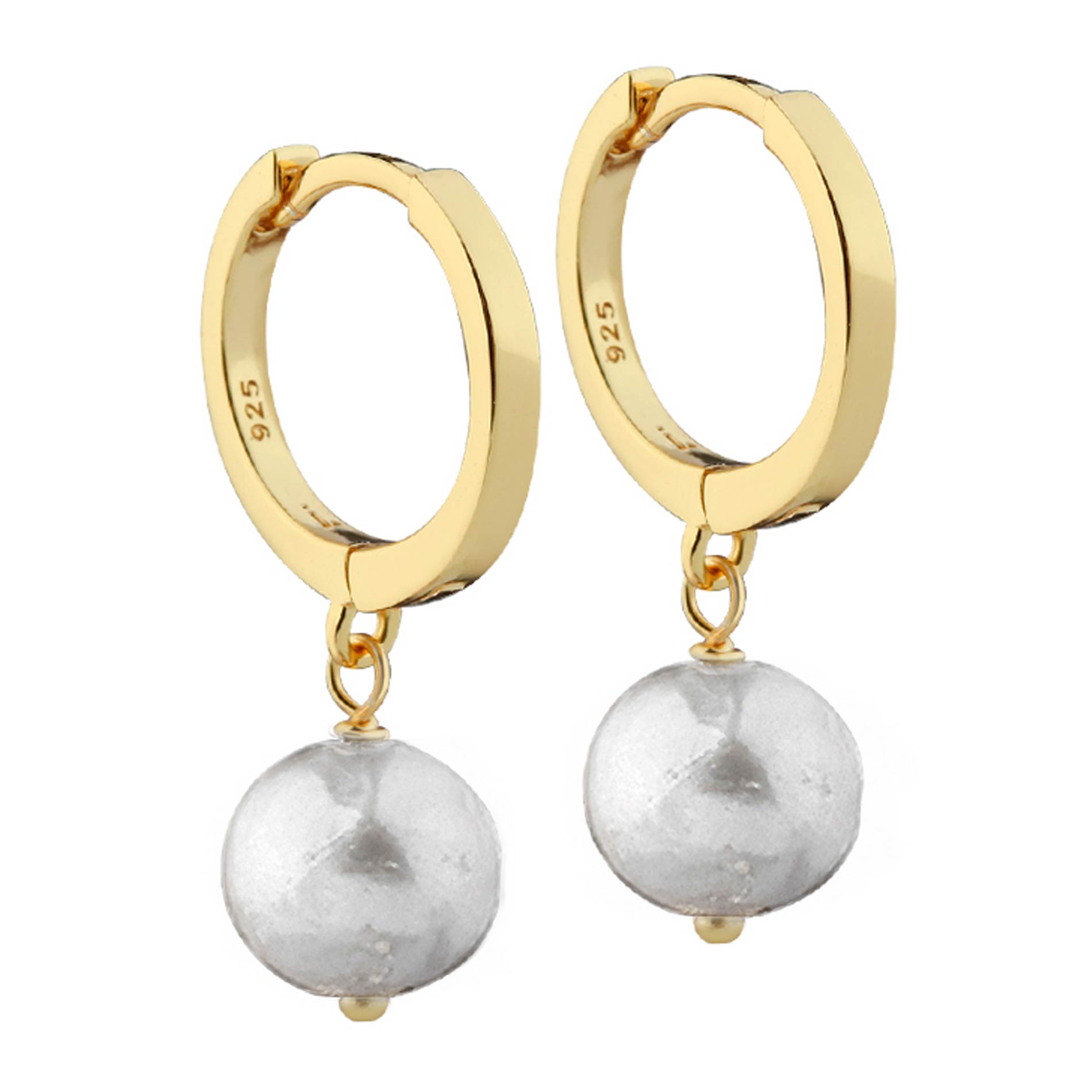 Aqua Dulce Whisper Pearl Hoop øreringe i 14 kt forgyldt sterling sølv med grå ferskvandsperler