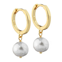 Aqua Dulce Whisper Pearl Hoop øreringe i 14 kt forgyldt sterling sølv med grå ferskvandsperler