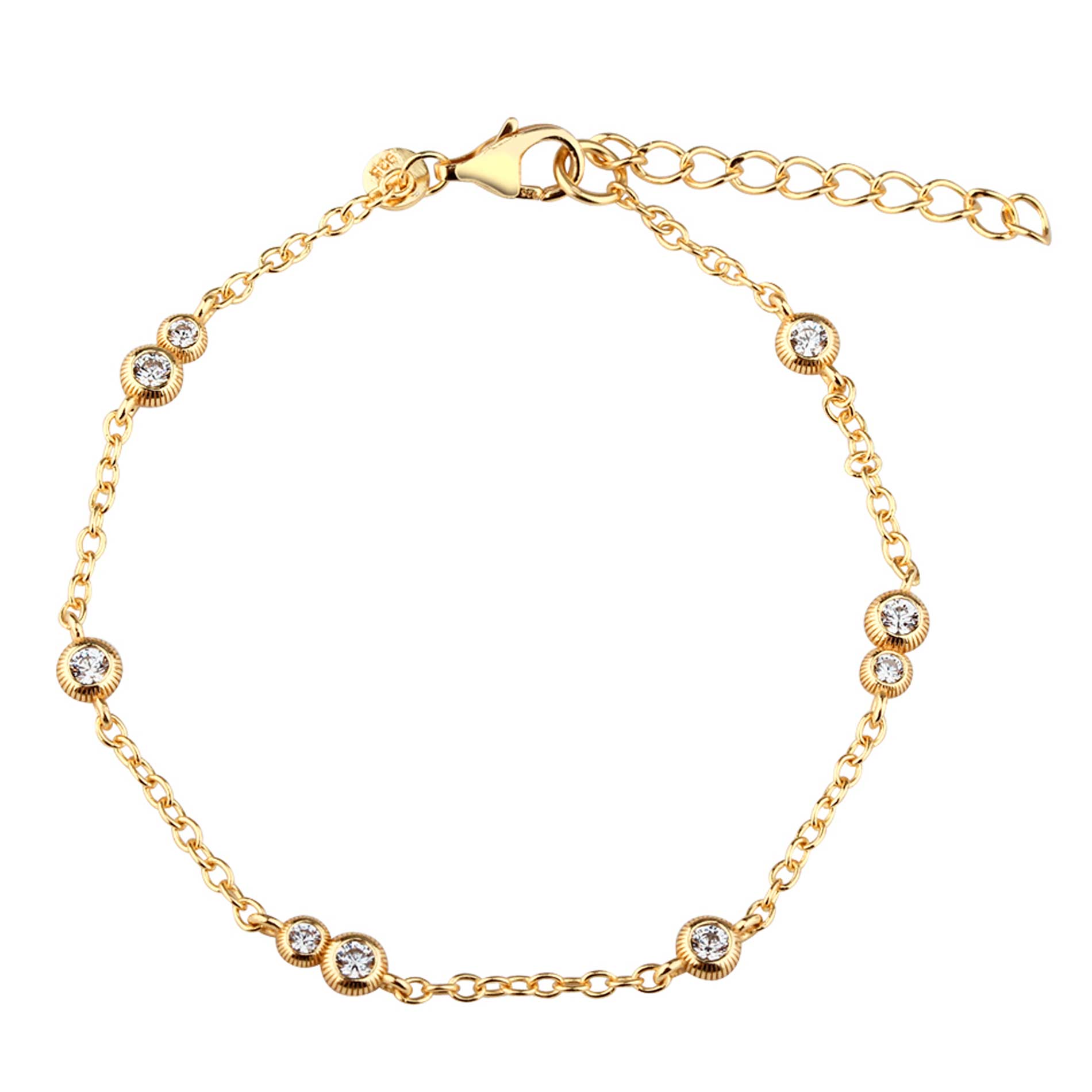 Aqua Dulce Whisper Pure armbånd i 14 kt forgyldt sterling sølv med klare zirkonia