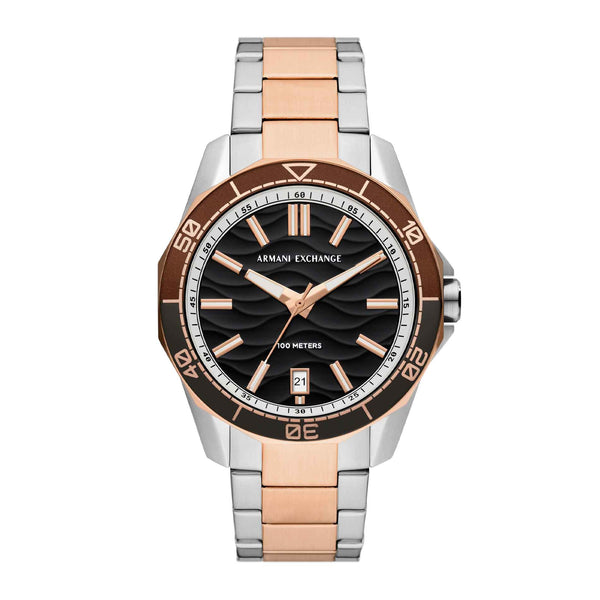 Two-Tone ur i rosaguld design med sort skive fra Armani Exchange