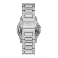 Bagside af Armani Exchange Banks herreur med rustfri stållænke og logo-lås