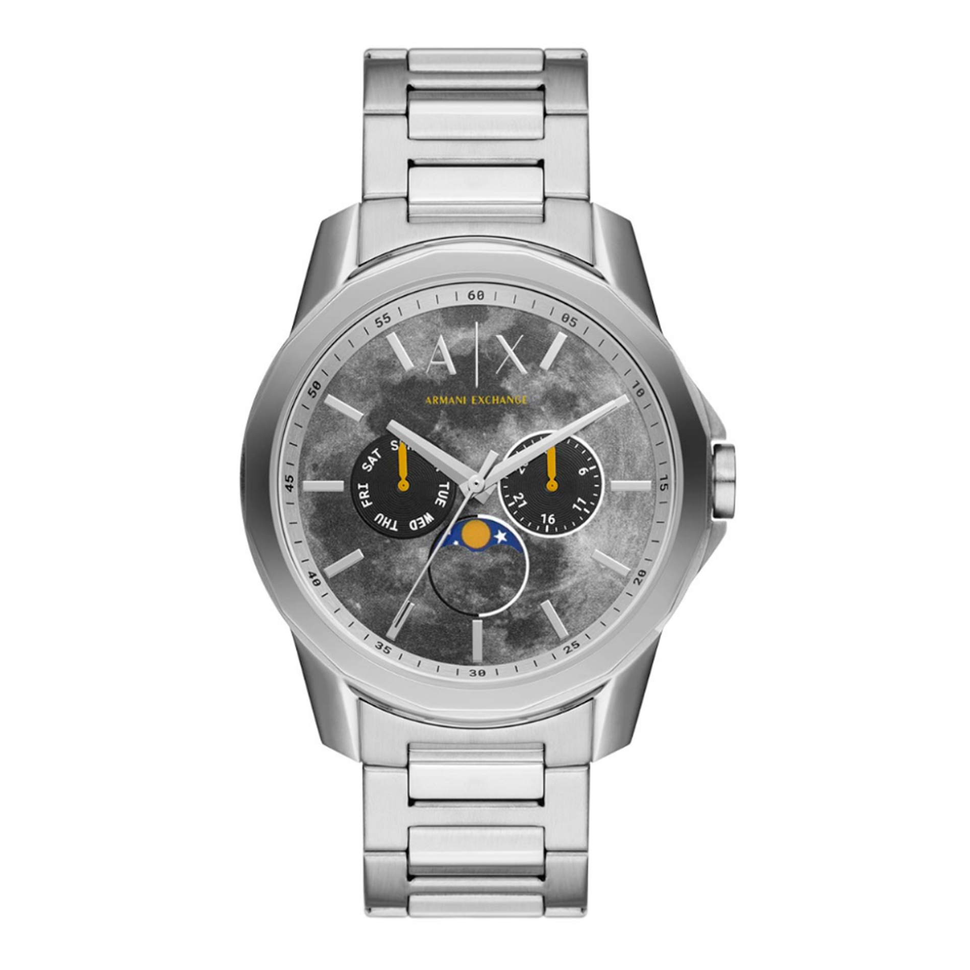 Armani Exchange Banks herreur 44 mm i rustfrit stål med multifunktionsskive