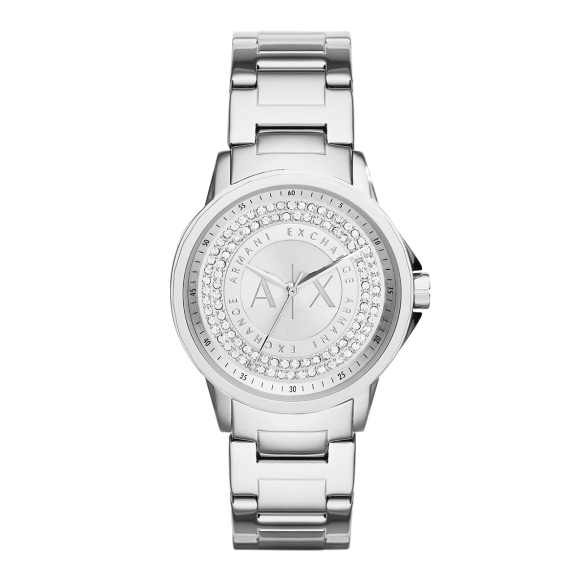 Armani Exchange Lady Banks dameur 35 mm AX4320 i stål med hvide sten omkring urskiven