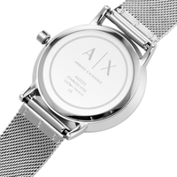 Detaljebillede af bagkasse på Armani Exchange Lola AX5535 i rustfrit stål