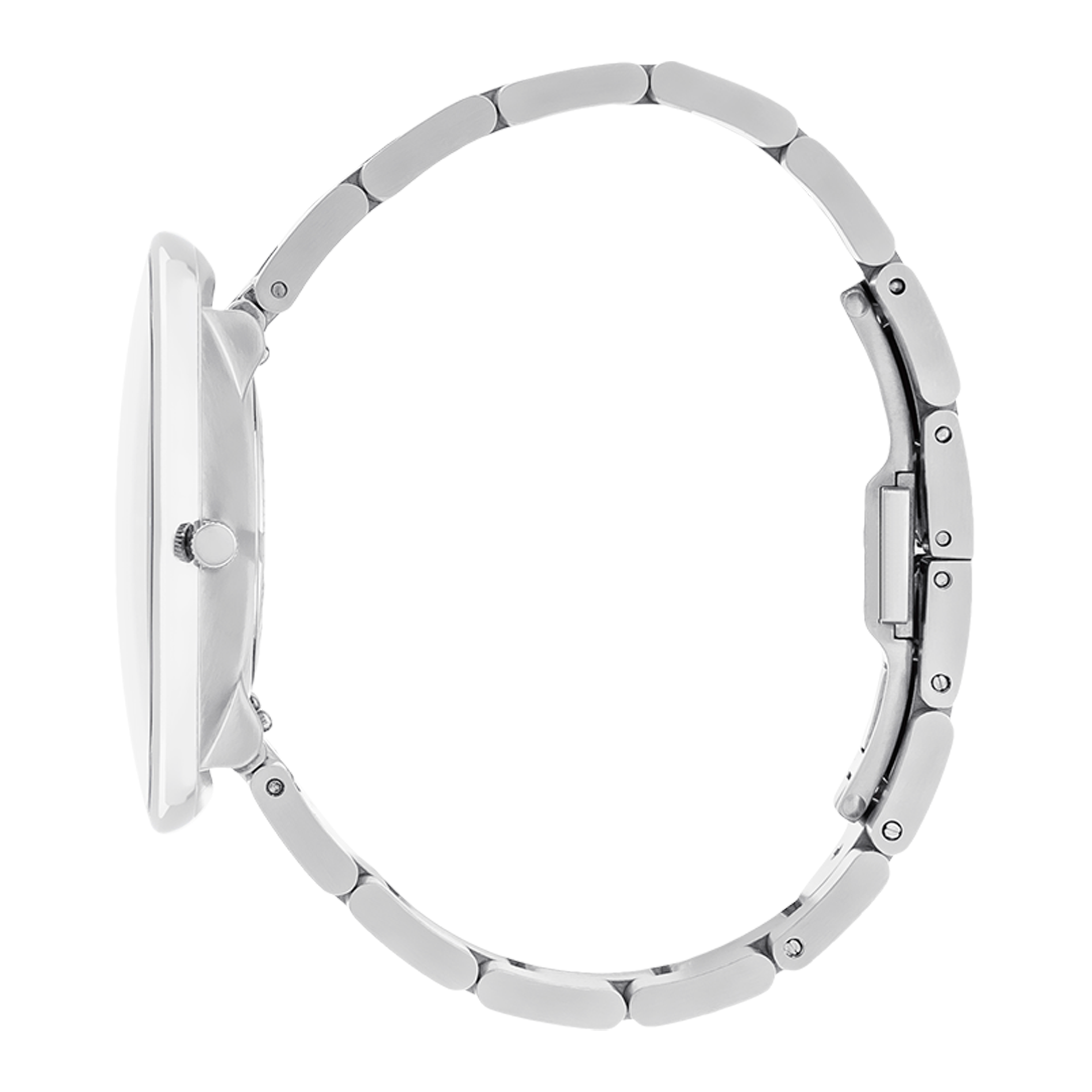 Sideprofil af Arne Jacobsen Bankers 40 mm ur i rustfrit stål.
