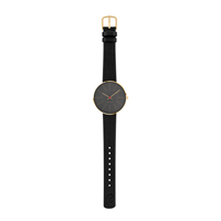 Arne Jacobsen Bankers Porsgrunn Grå 34 mm forgyldt ur med sort 16 mm læderrem.