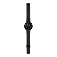 Arne Jacobsen Bankers Sort 40 mm ur med sort mesh-rem i fuld længde.