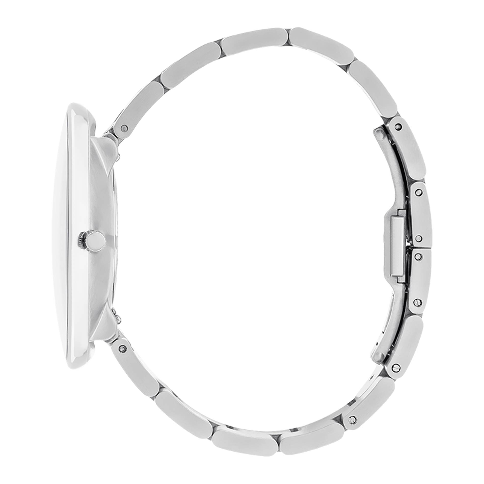 Sideprofil af Arne Jacobsen Bankers Sort 40 mm med poleret og børstet stållænke.