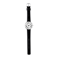 Arne Jacobsen Roman designerur med sort kalveskindsrem og stålurkasse.