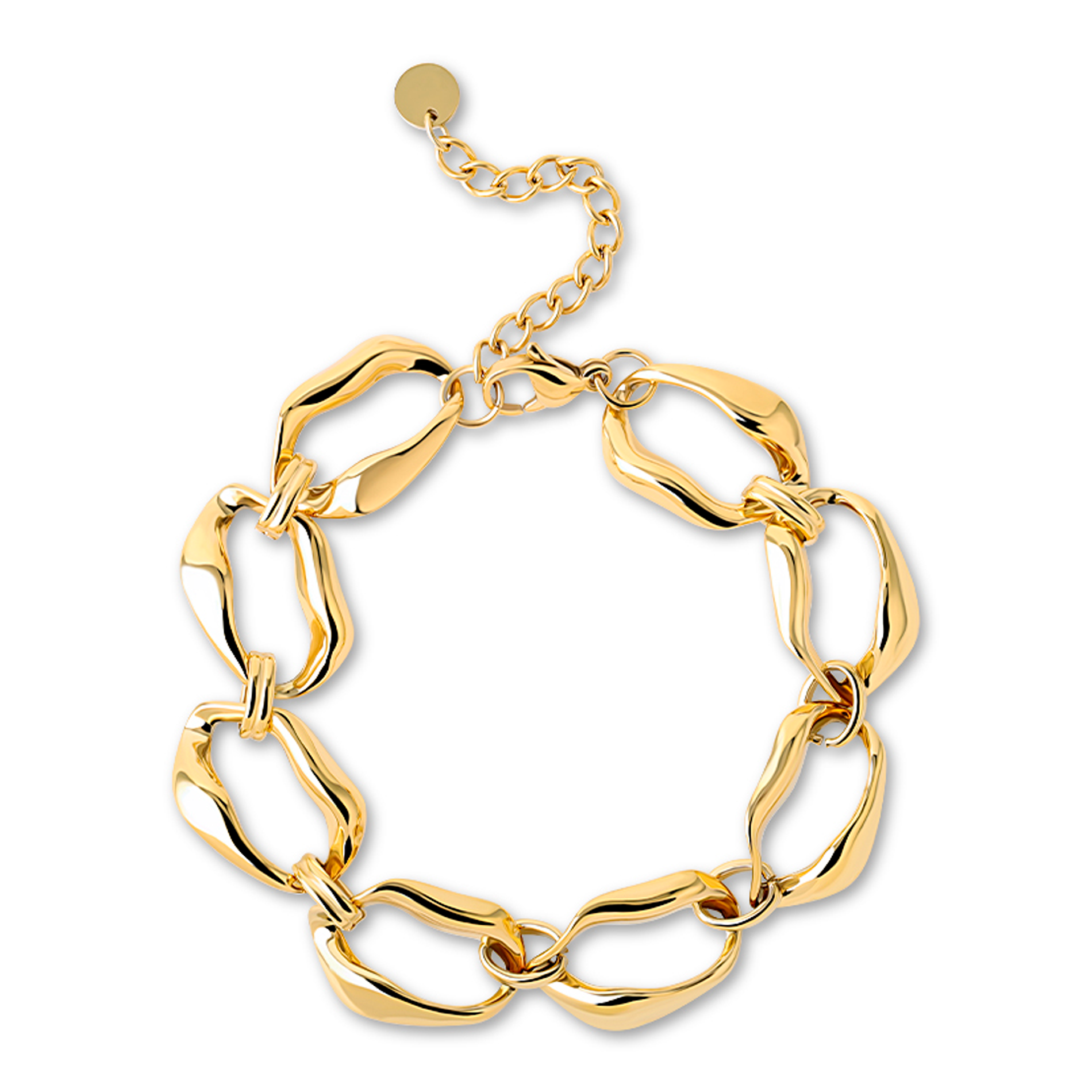 Bay by Aqua Dulce Big Wavy Link armbånd i 18 karat PVD forgyldt rustfrit stål med bølgende leddesign