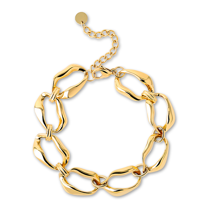 Bay by Aqua Dulce Big Wavy Link armbånd i 18 karat PVD forgyldt rustfrit stål med bølgende leddesign