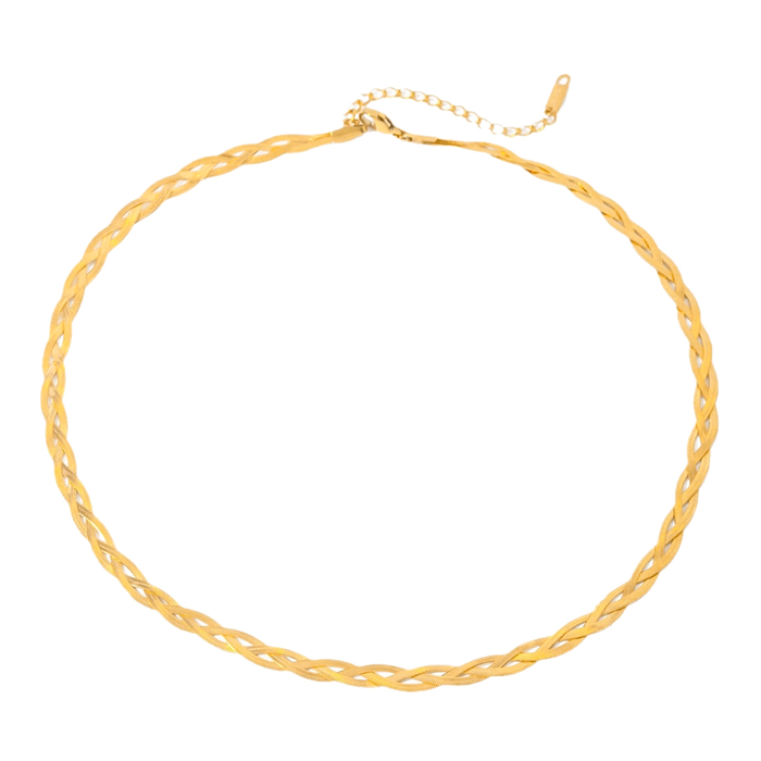 Bay by Aqua Dulce Braided halskæde i 18 karat PVD forgyldt rustfrit stål med flettet design