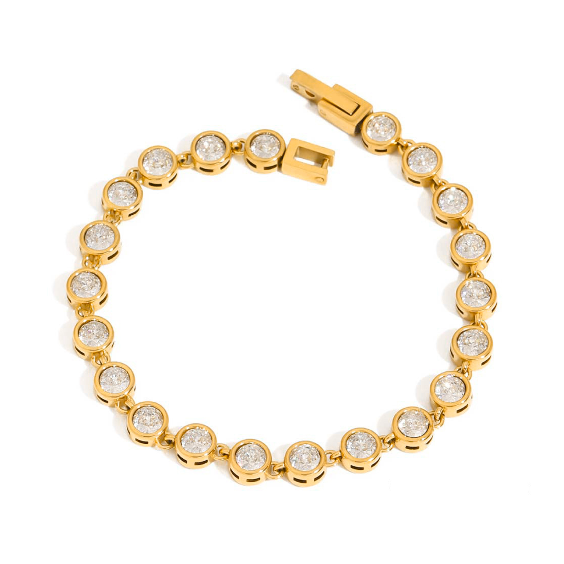 Bay by Aqua Dulce Stone armbånd i 18 karat PVD forgyldt rustfrit stål med klare zirkonia