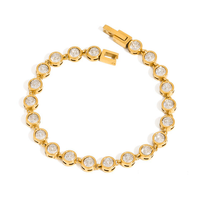 Bay by Aqua Dulce Stone armbånd i 18 karat PVD forgyldt rustfrit stål med klare zirkonia