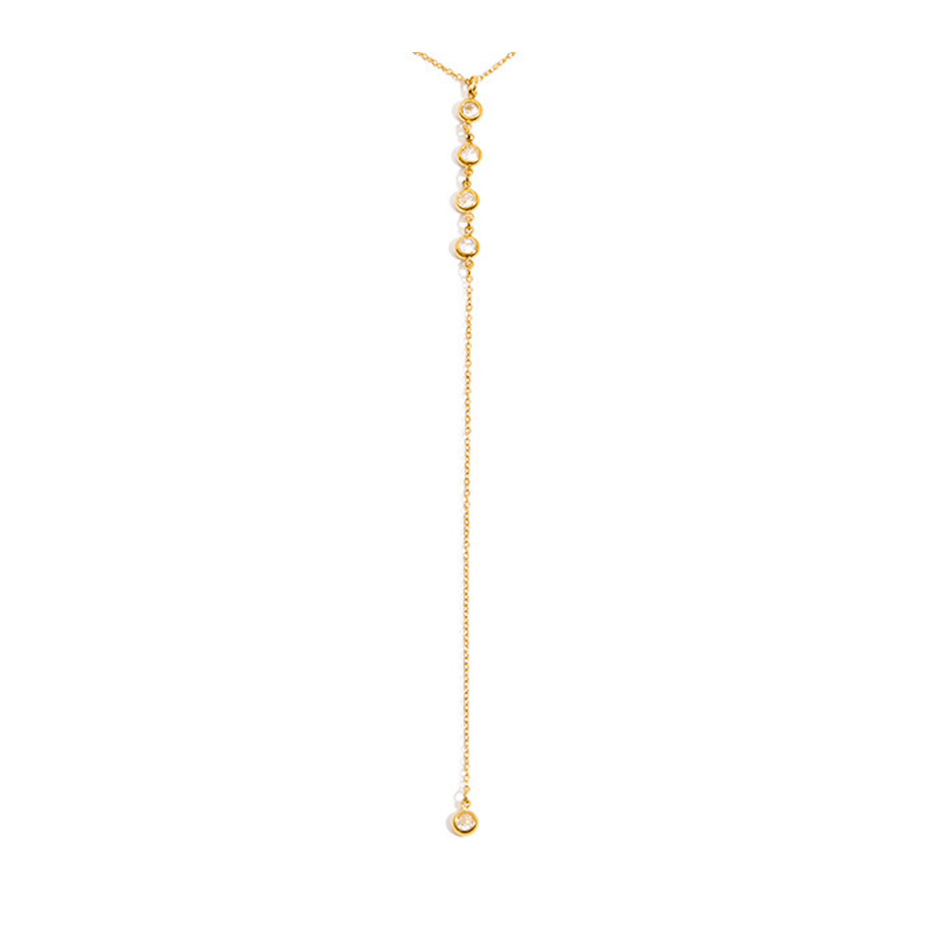 Bay by Aqua Dulce Stone Y halskæde i 18 karat PVD forgyldt rustfrit stål med klare zirkonia og elegant Y-vedhæng med detaljer