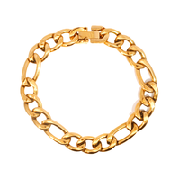 Bay by Aqua Dulce Big Figaro armbånd model B6649 i 18 karat PVD-belagt rustfrit stål med guldfarvet figaro kædedesign