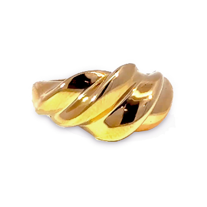Bay by Aqua Dulce Carmen ring model B6354 i 18 karat PVD-belagt rustfrit stål med guldfarvet organisk snoet design