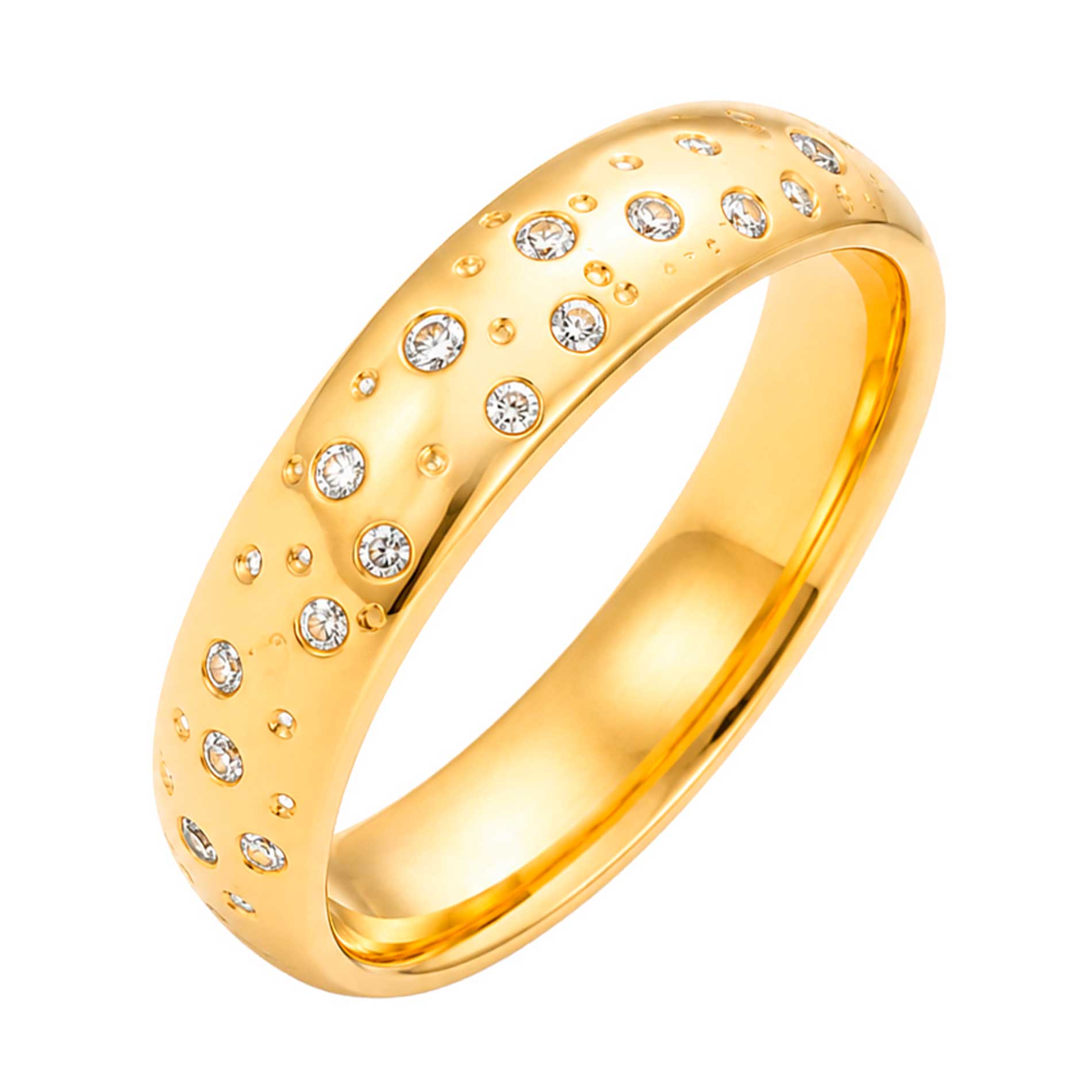Bay by Aqua Dulce Claire ring i forgyldt stål med klare zirkonia