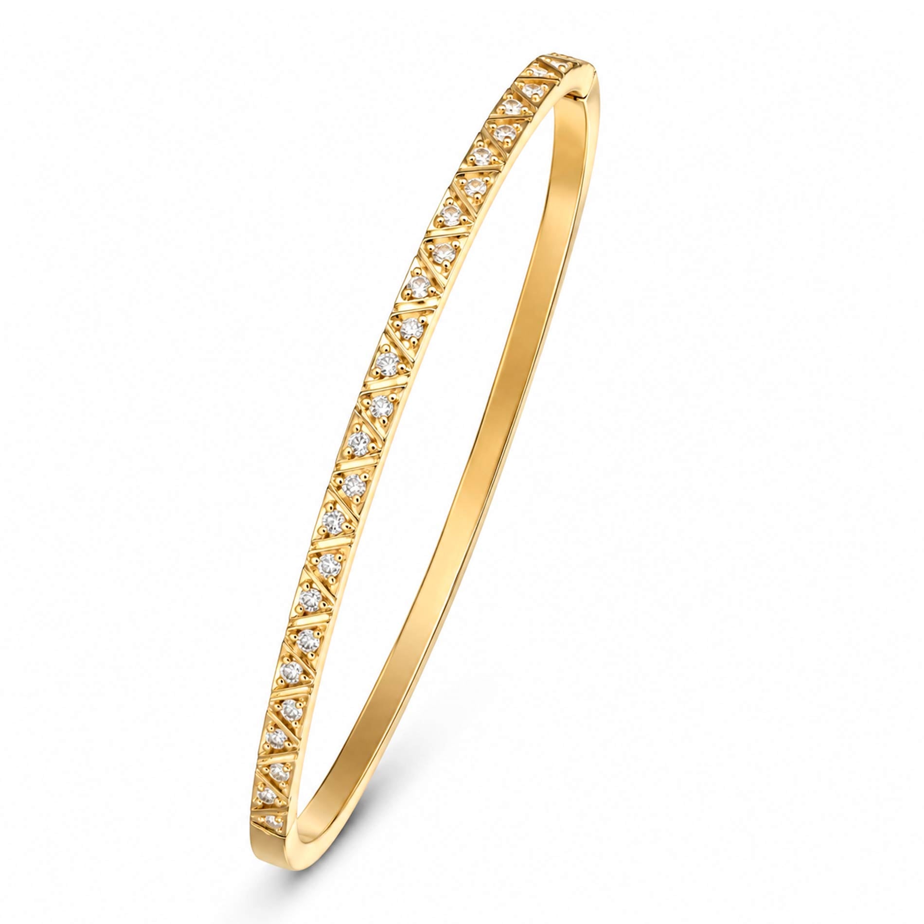 Bay by Aqua Dulce Claire Slim Bangle armbånd i forgyldt stål med klare zirkonia