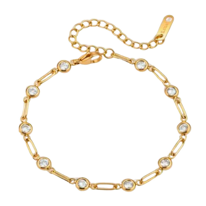 Bay by Aqua Dulce Elva Link armbånd i forgyldt stål med klare zirkonia