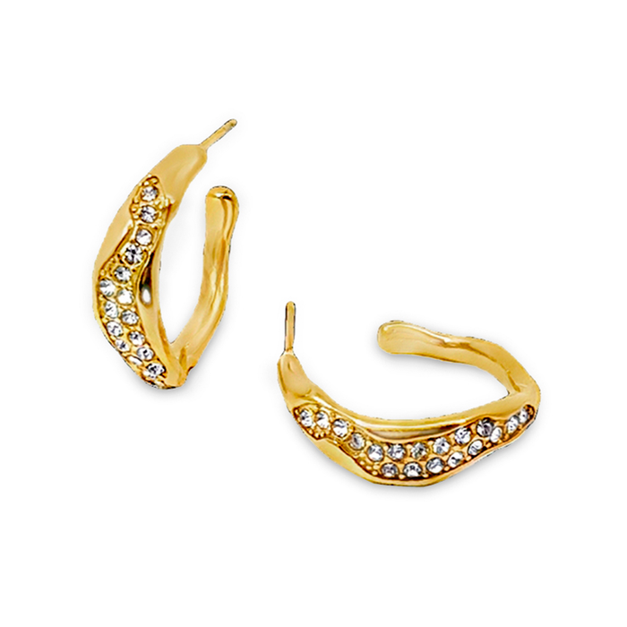 Bay by Aqua Dulce Glow Ella Hoop 22 mm model B6385 guldfarvede øreringe i 18 karat PVD-belagt rustfrit stål med klare sten