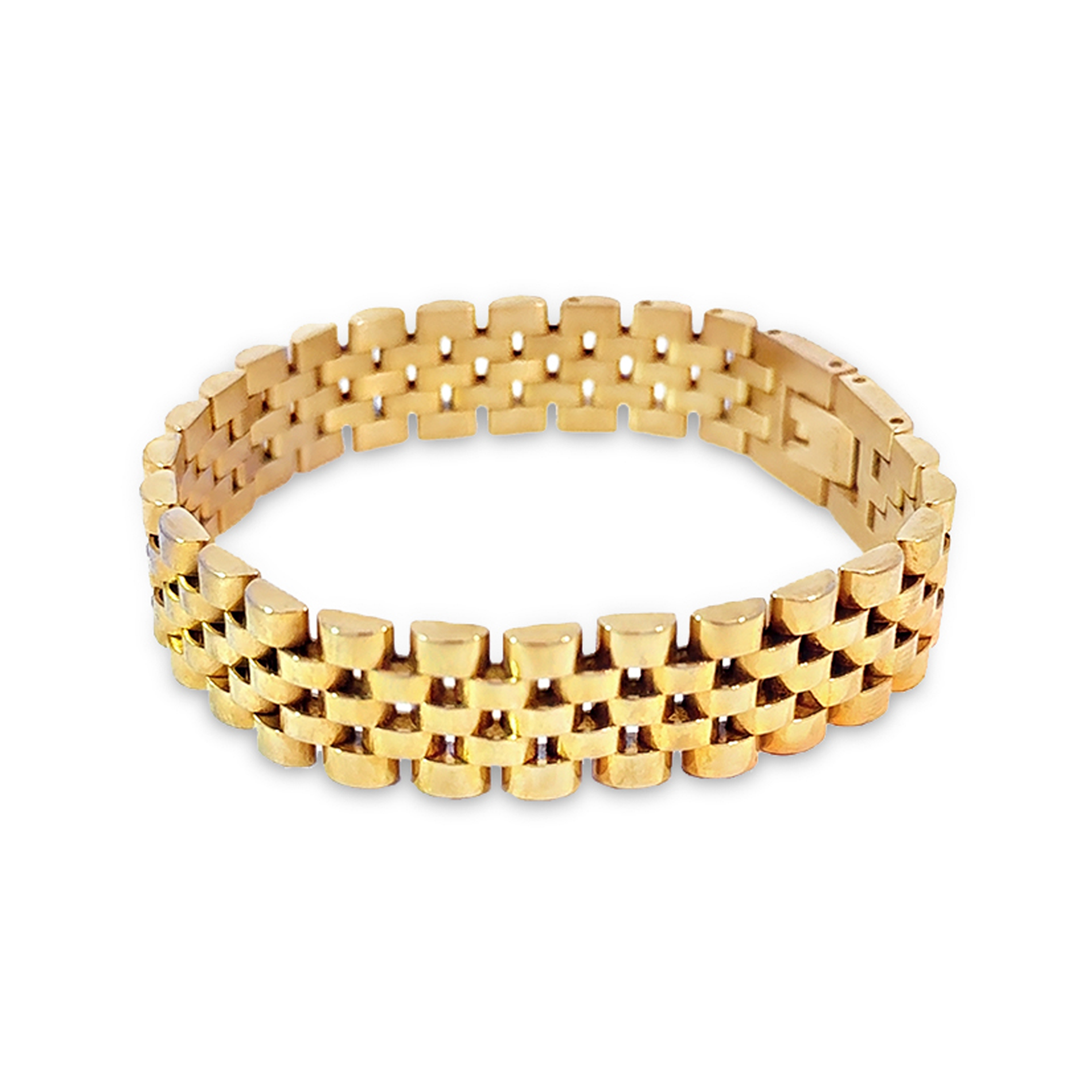 Bay by Aqua Dulce Heavy Britney armbånd model B6376 i 18 karat PVD-belagt rustfrit stål med guldfarvet leddesign