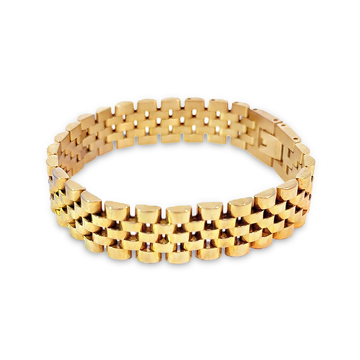 Bay by Aqua Dulce Heavy Britney armbånd model B6376 i 18 karat PVD-belagt rustfrit stål med guldfarvet leddesign