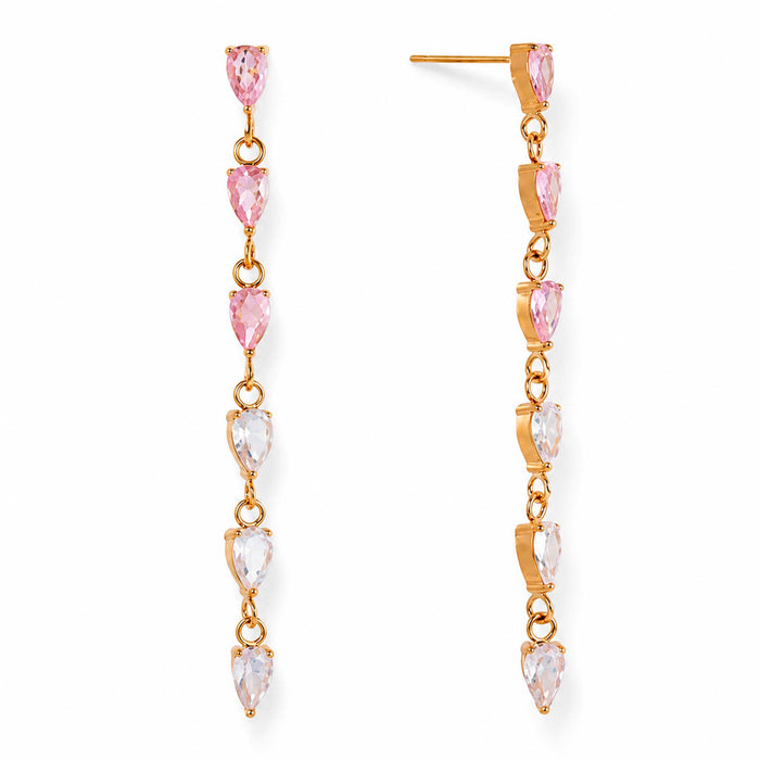Bay by Aqua Dulce Mira Drop øreringe i forgyldt stål med klare og pink zirkonia