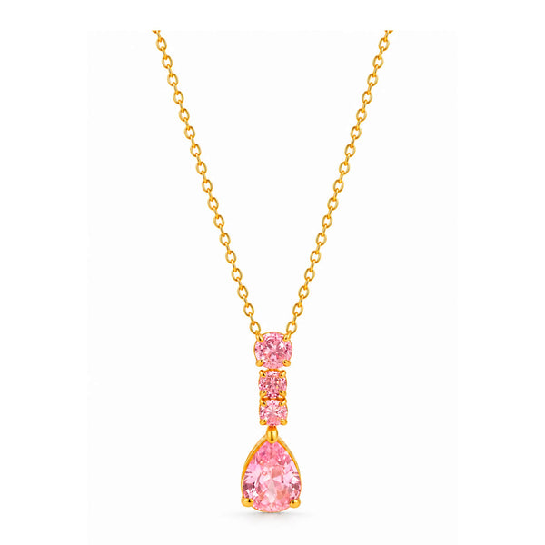 Bay by Aqua Dulce Mira Pink halskæde i forgyldt stål med pink zirkonia