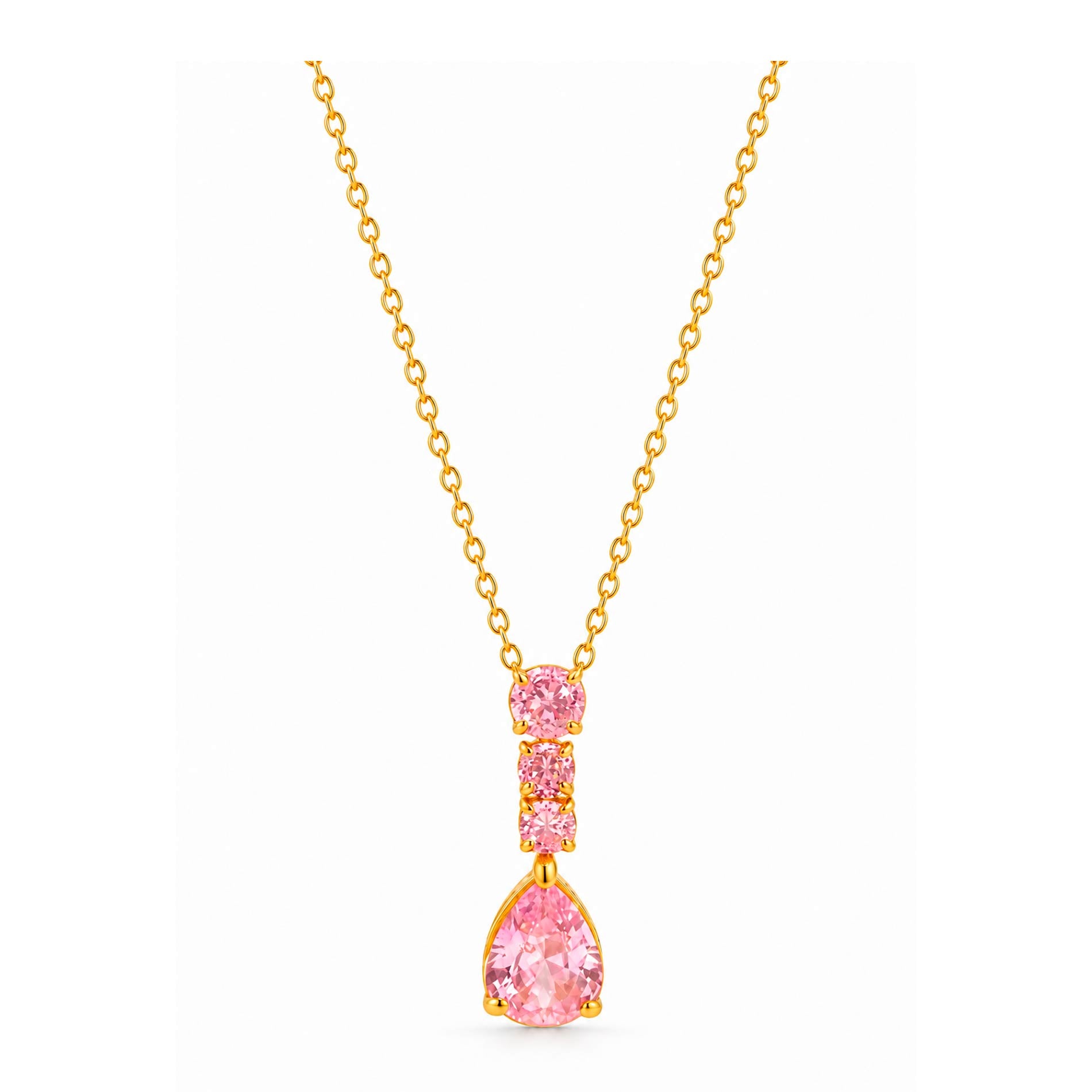 Bay by Aqua Dulce Mira Pink halskæde i forgyldt stål med pink zirkonia