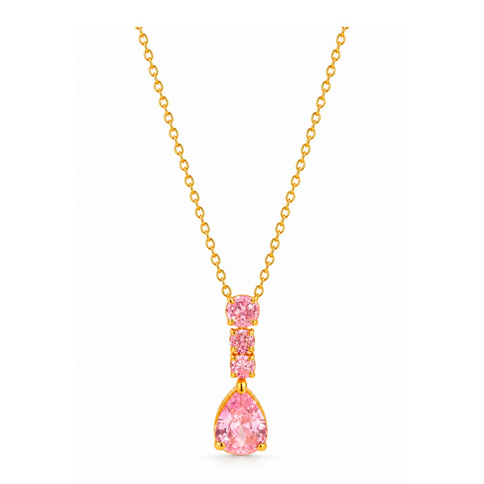 Bay by Aqua Dulce Mira Pink halskæde i forgyldt stål med pink zirkonia