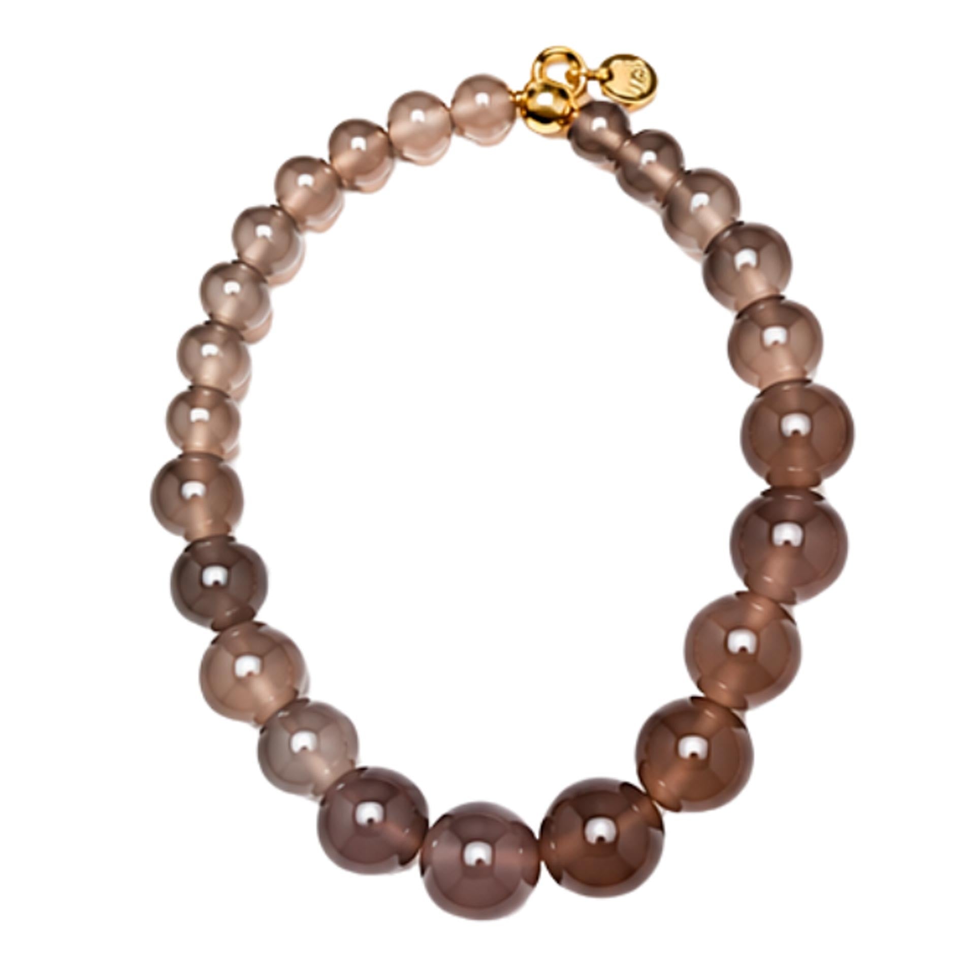 Bay by Aqua Dulce Orbit Smokey armbånd i forgyldt stål med kalcedon