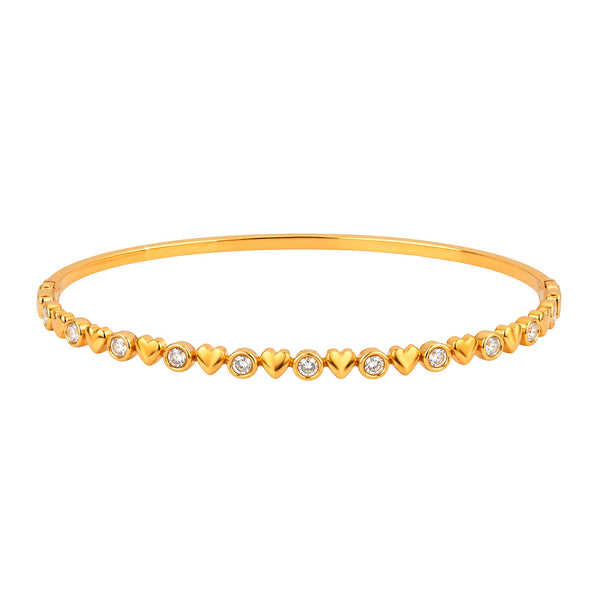 Bay by Aqua Dulce Stellar Heart Bangle armbånd i forgyldt stål med klare zirkonia
