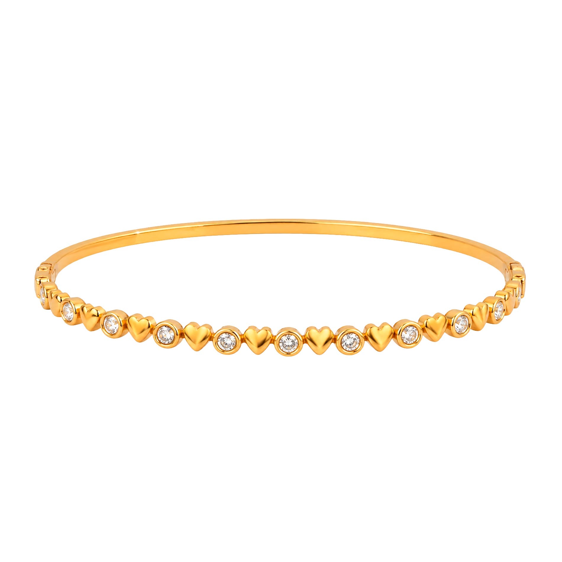 Bay by Aqua Dulce Stellar Heart Bangle armbånd i forgyldt stål med klare zirkonia