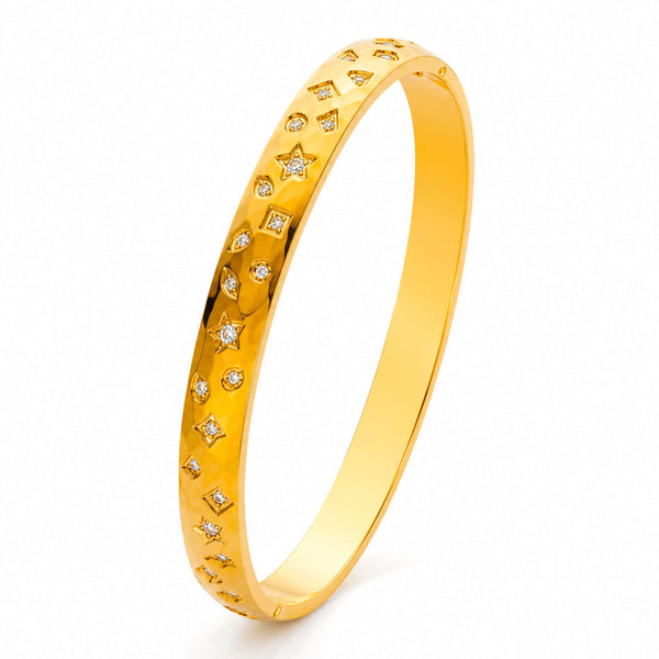 Bay by Aqua Dulce Stellar Star Bangle armbånd i forgyldt stål med klare zirkonia