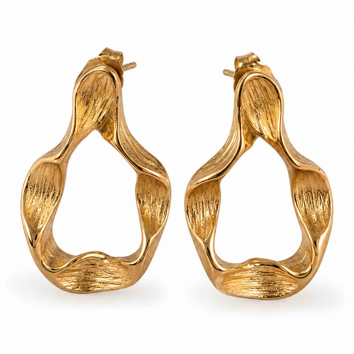 Bay by Aqua Dulce Veya Curly Hoop øreringe med organisk, bølget form, guldfarvet finish
