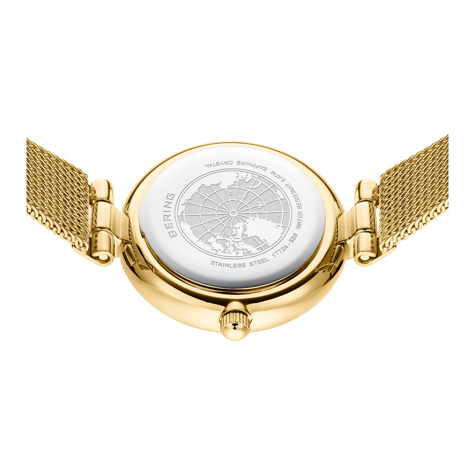 Bagside af Bering Classic 24 mm model 17724-330 i rustfrit stål