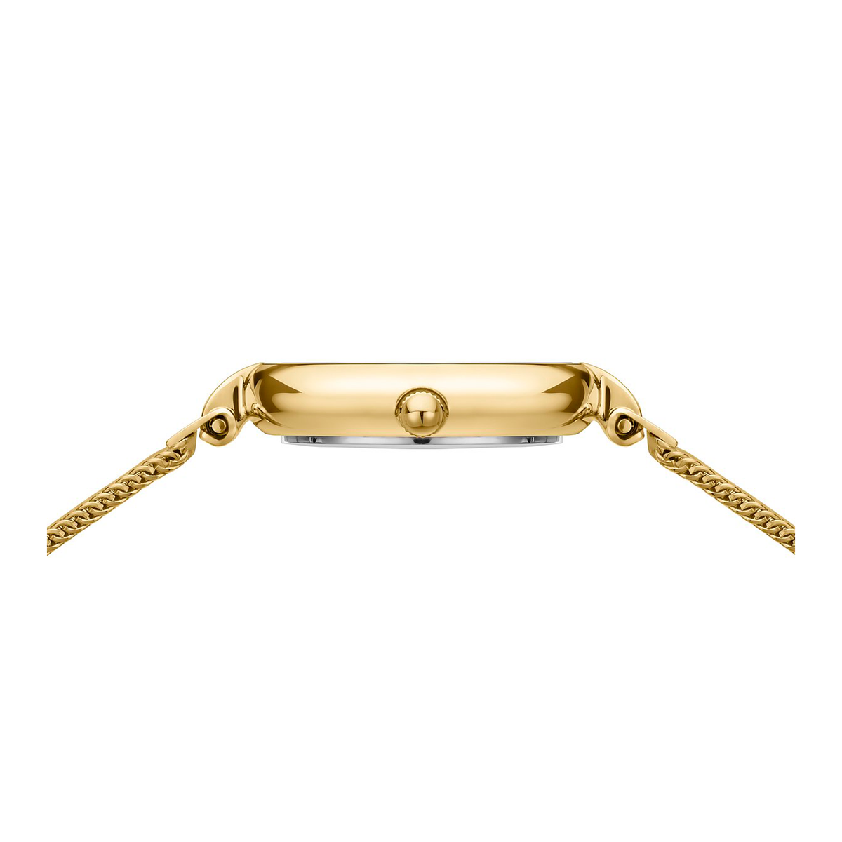Sideprofil af Bering Classic dameur 24 mm med slank guldfarvet urkasse