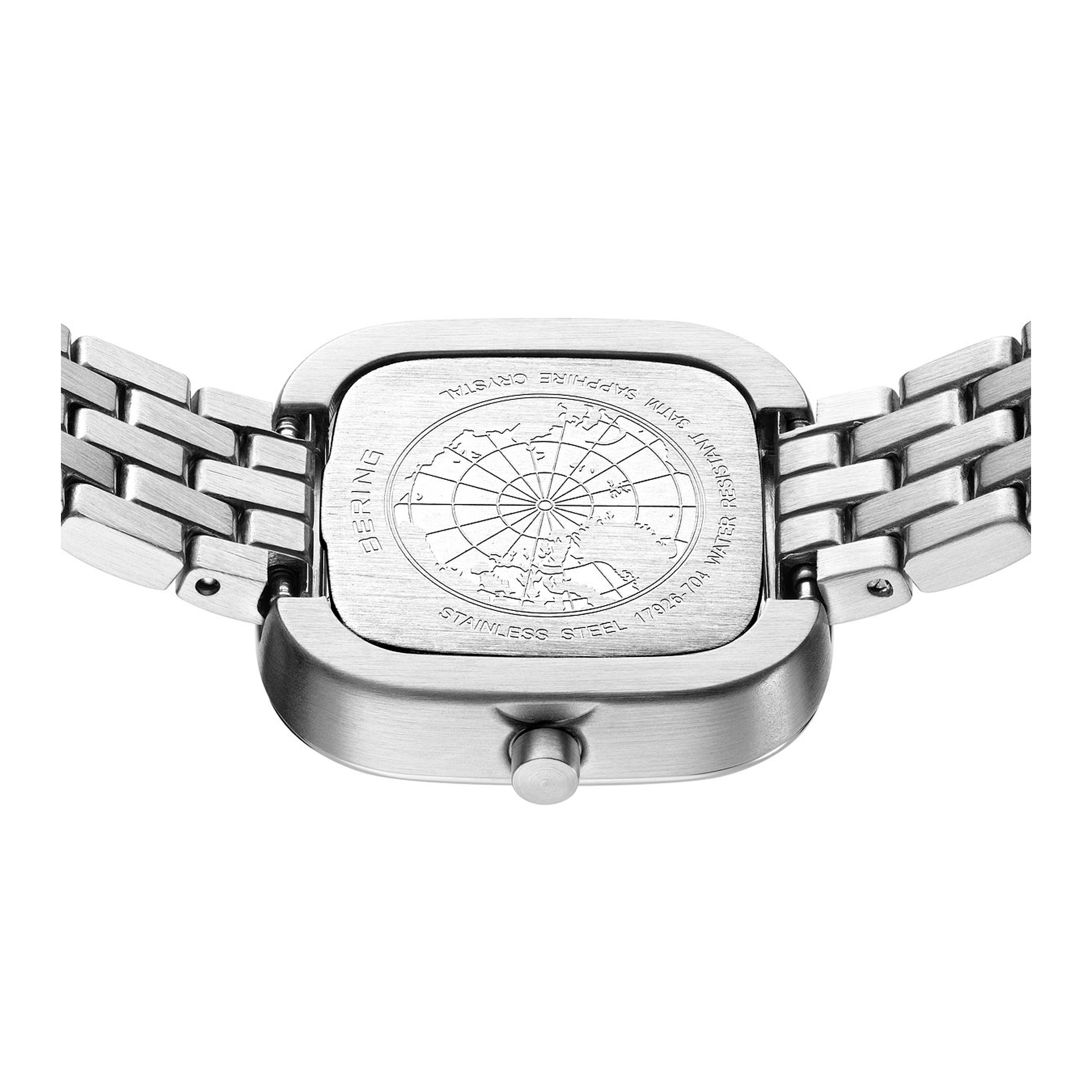 Detaljebillede af bagkasse på Bering Classic 26 mm model 17926-704 i rustfrit stål