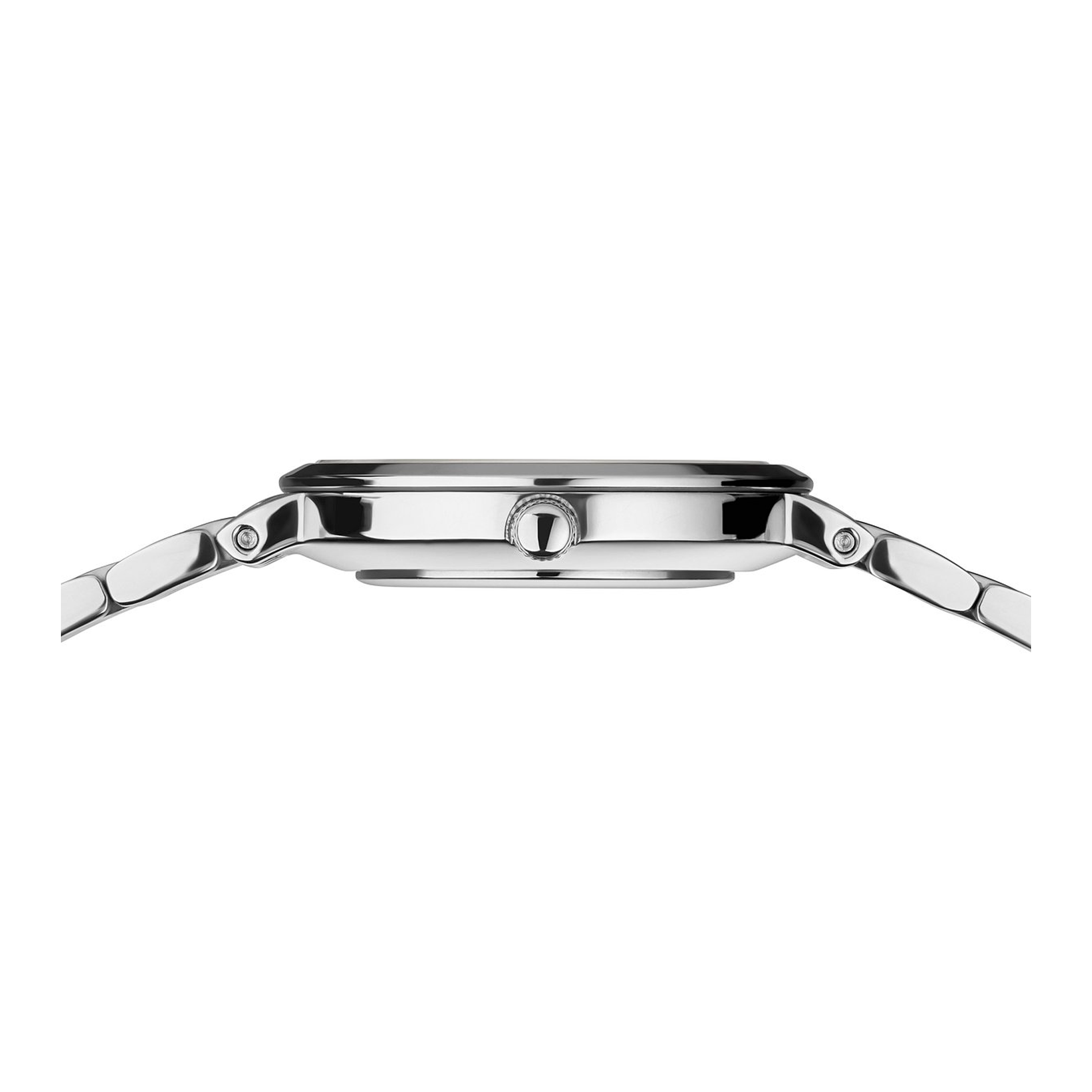 Sideprofil af Bering Classic 26 mm dameur i rustfrit stål med slank urkasse