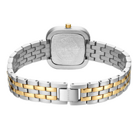 Bagside af Bering Classic 26x26 mm med minimalistisk sølvfarvet urskive