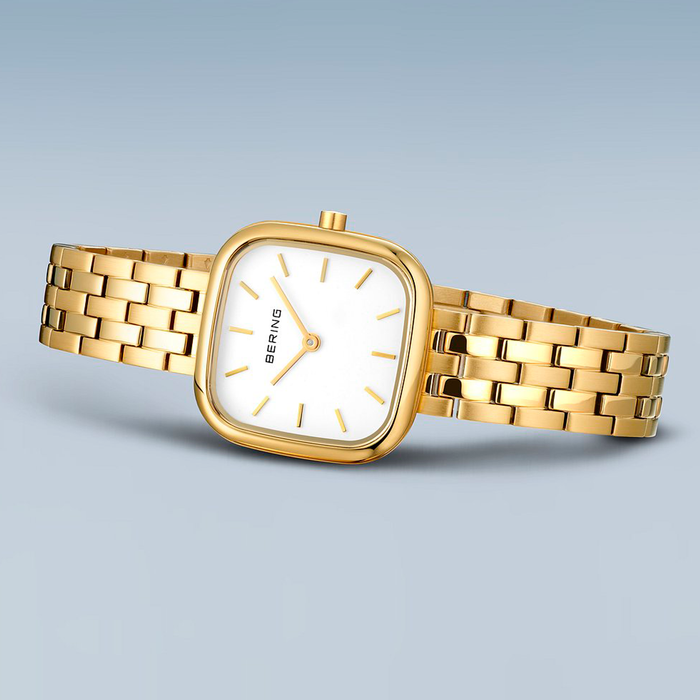 Bering Classic 26x33 mm model 17926-734 med hvid urskive og guldfarvet stållænke