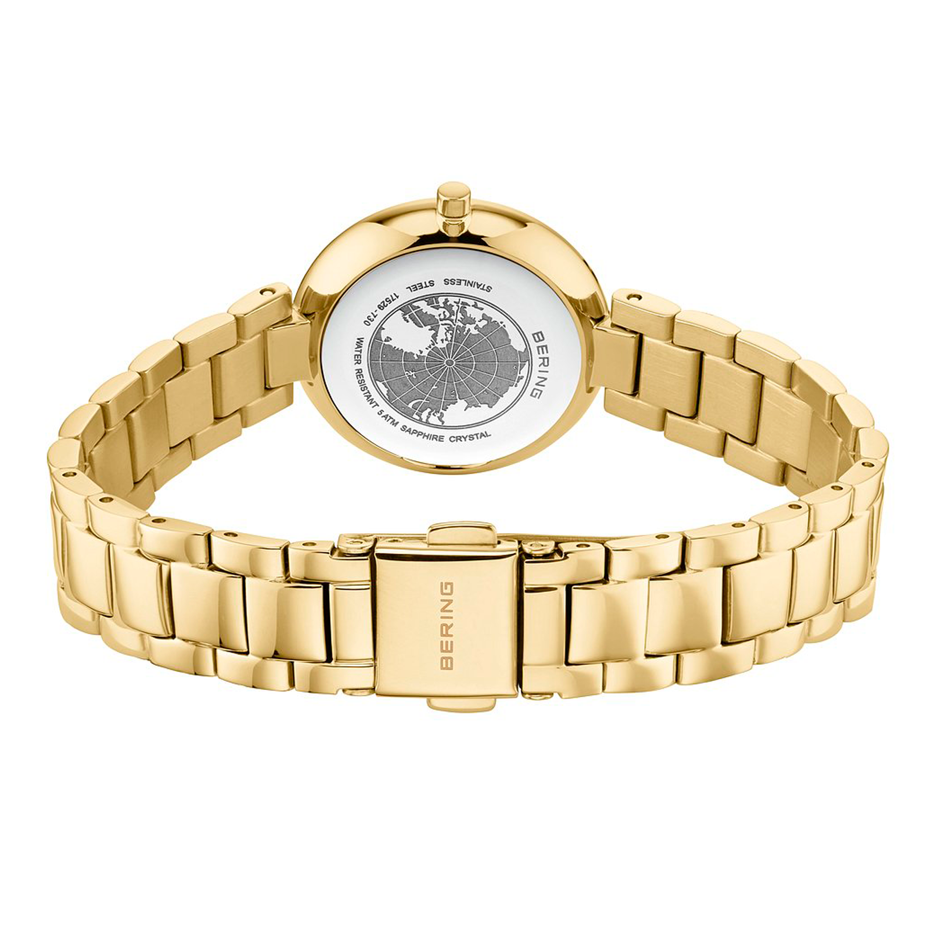 Bagside af Bering Classic 30 mm med diamantdetalje og sølvfarvet urskive