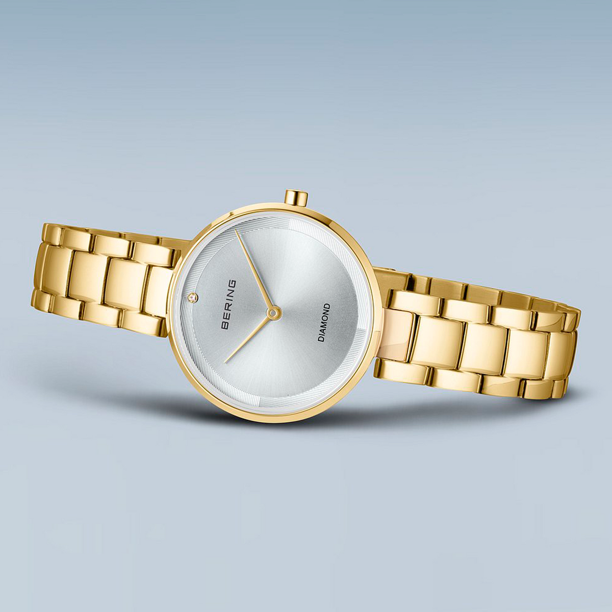 Bering Classic 30 mm dameur model 17529-730 i guldfarvet stål med sølvfarvet urskive