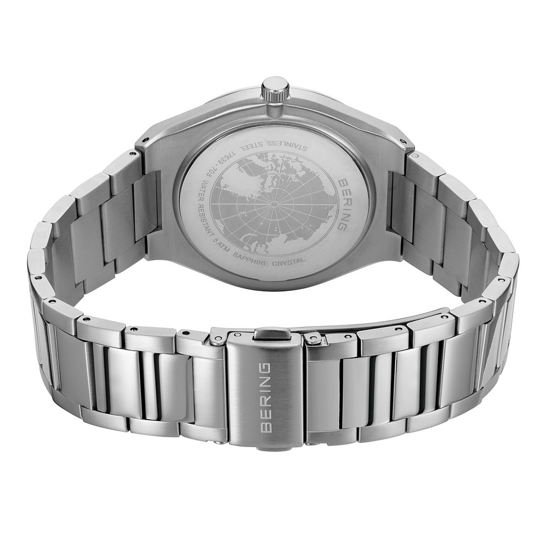 Detaljebillede af Bering Classic 40 mm med grøn urskive og datovisning