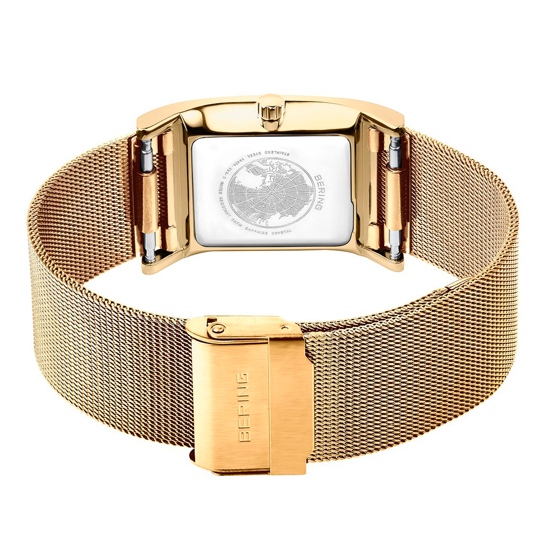 Bering Classic 10426-333-S med guldfarvet mesh-lænke set fra bagsiden