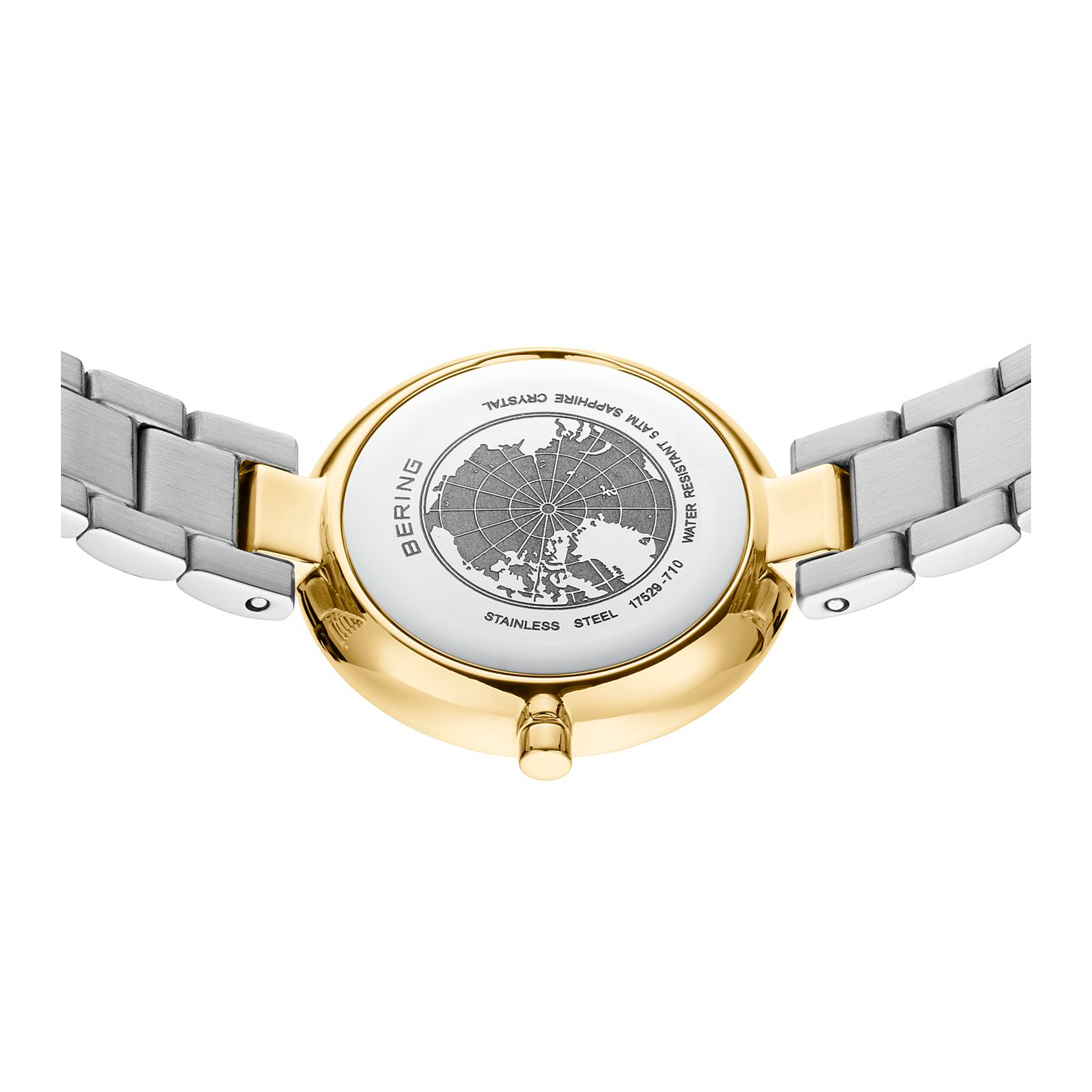 Bagside af Bering Classic dameur 17529-710 i tofarvet rustfrit stål